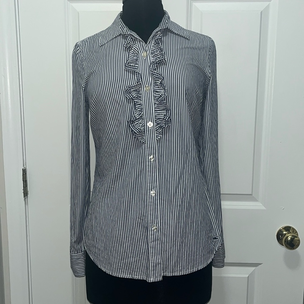 Vineyard Vines Ruffled Button Down Top